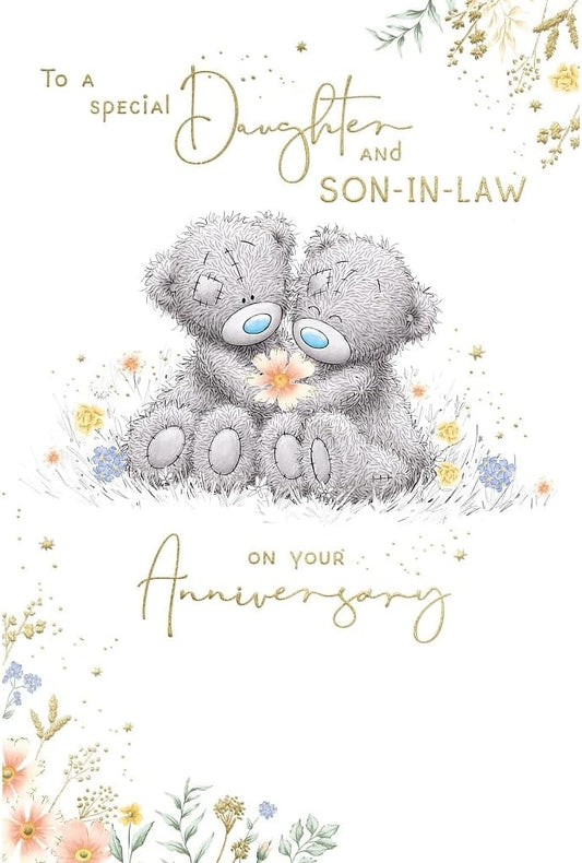 Bears Holding Flower Daughter and Son in law Anniversary Card