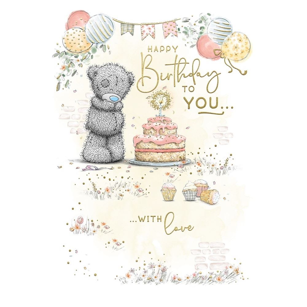 Bear Next To Cake Birthday Card