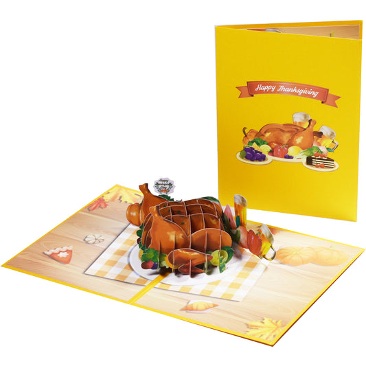 Turkey on the Table Festive 3D Pop Up Thanksgiving Card