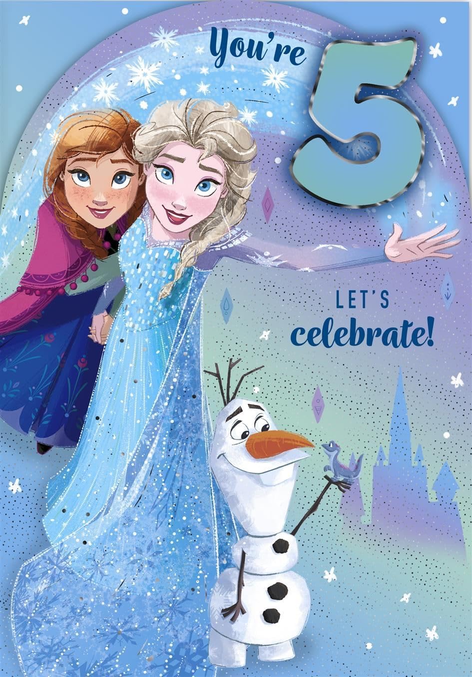 Disney Frozen Elsa Anna Design 5th Birthday Card Activity Inside