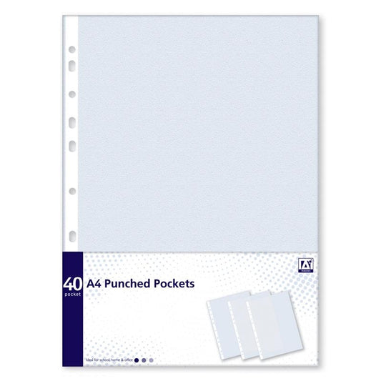 Pack of 40 A4 Punched Pockets