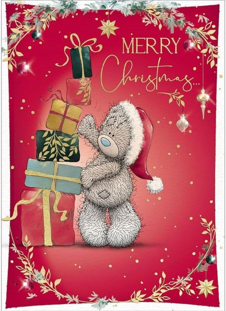 Bear With Stack Of Gifts Christmas Card