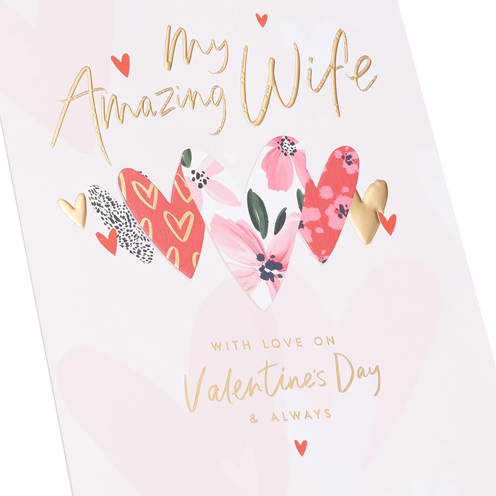 Hearts Design Amazing Wife Valentine's Day Card