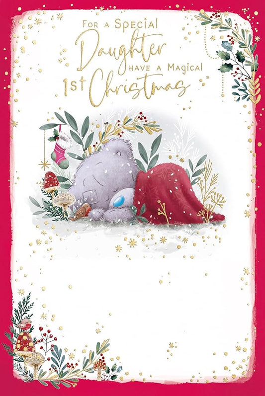Bear Under Blanket Daughter's First Christmas Card
