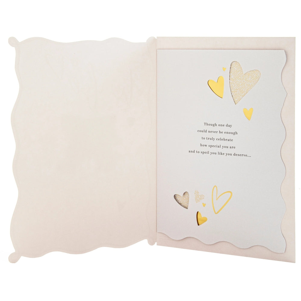 Gold Foil Hearts Design & Heartfelt Verse Wife Anniversary Card