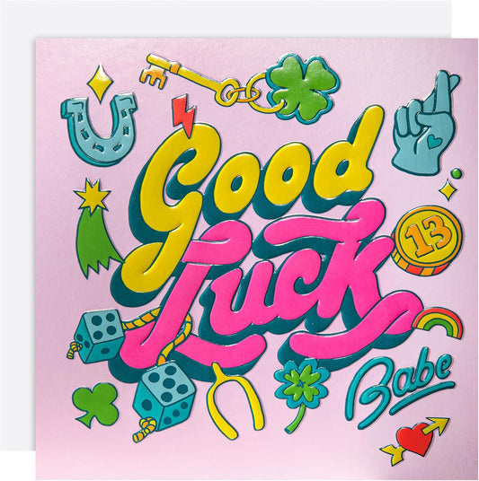 Neon Colour Design 'Icons' Contemporary Good Luck Card