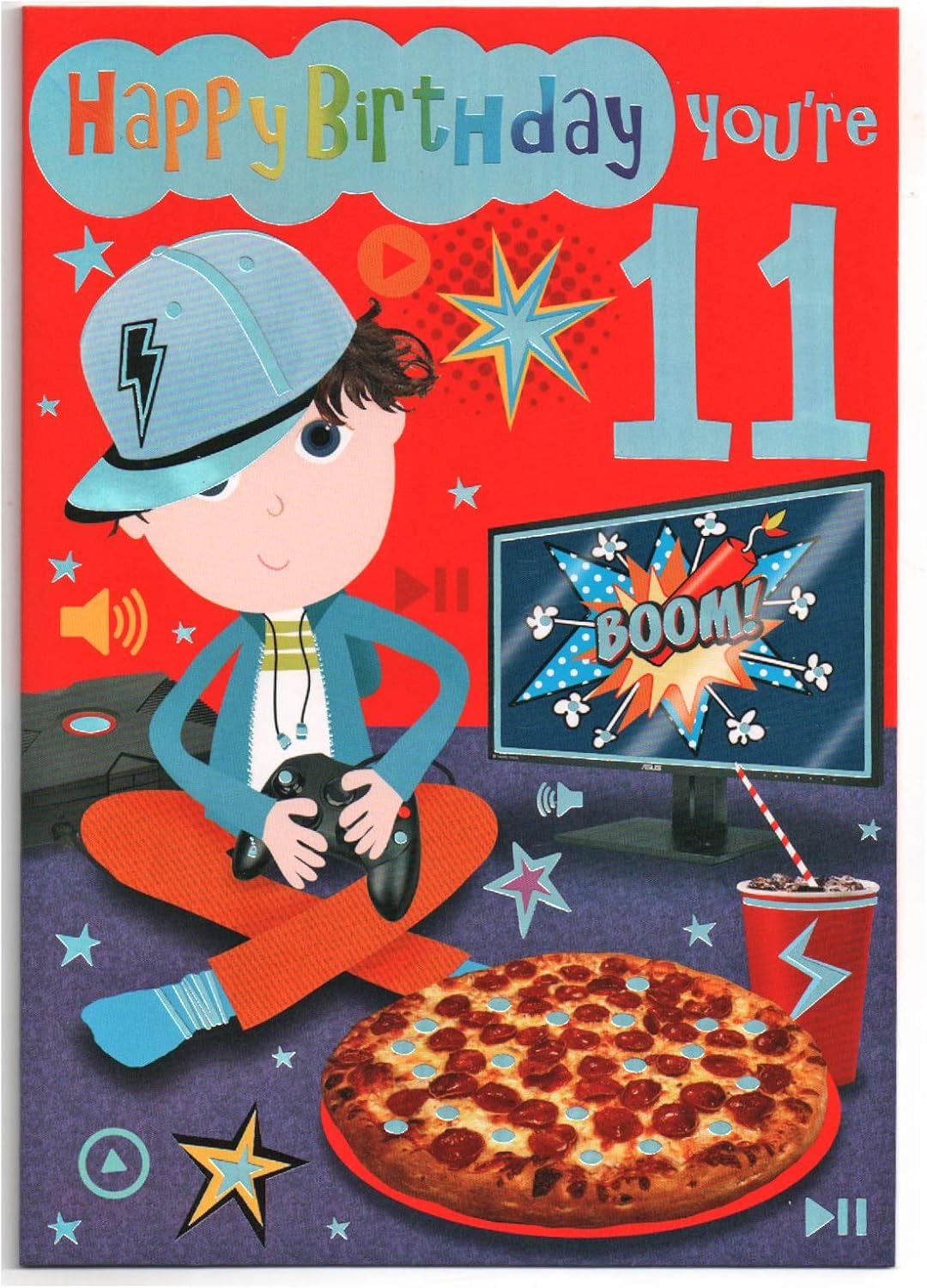 Age 11 Male Juvenile Trendy Pops Boy Playing Game Design Birthday Card