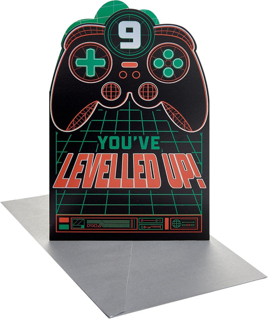 Leveled Up Gaming Design 9th Birthday Card