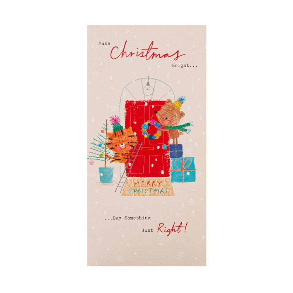 Cute Winter Animal in 2 Designs Pack of 4 Christmas Money Wallet Cards