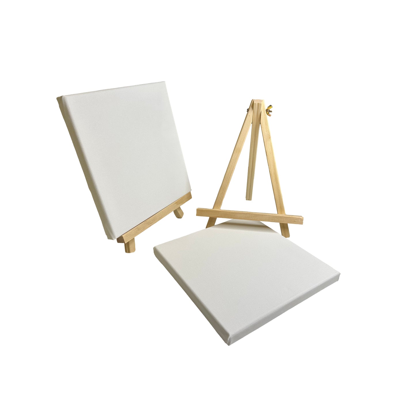 Pack of 6 20x20cm Canvas and Wooden Easel Sets