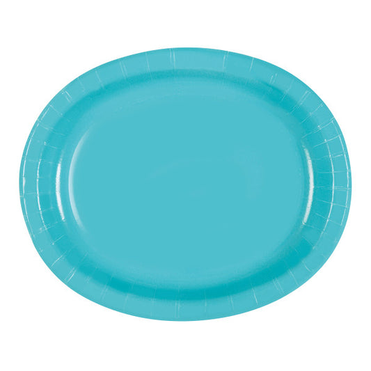 Pack of 8 Terrific Teal Oval Plates