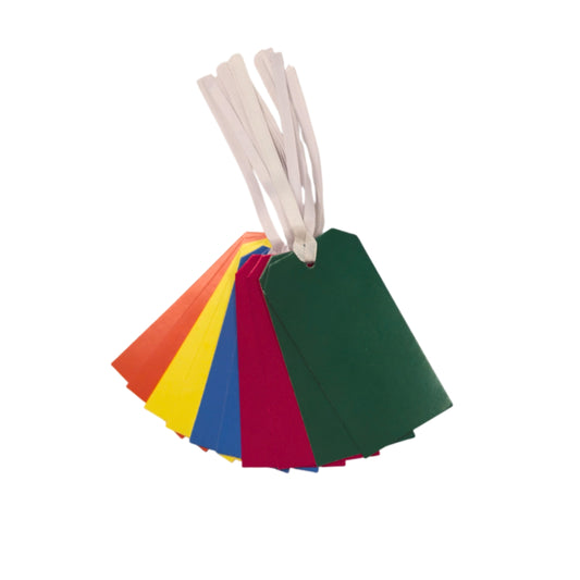 Pack of 10 Assorted Bright Coloured Strung Tags 60 x 120mm