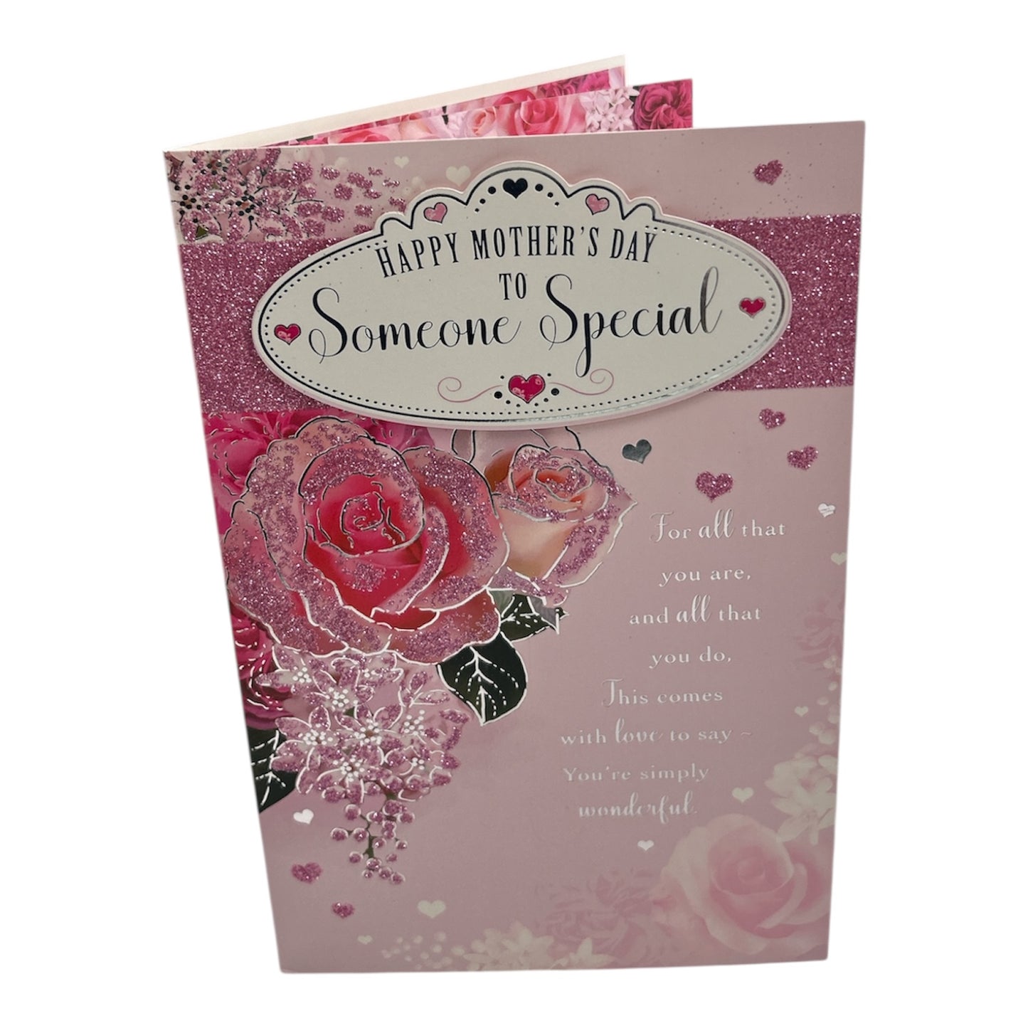 Happy Mother's Day To Someone Special Glitter Rose Design Card