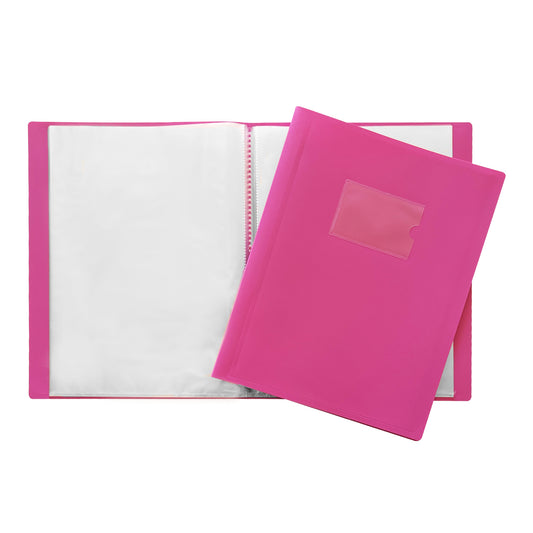 Pack of 10 A4 10 Pocket Pink Flexible Cover Display Books