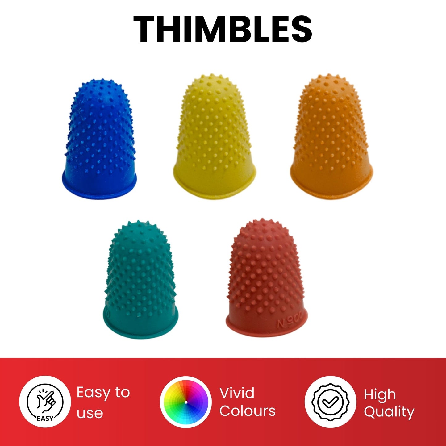 Pack of 24 Red No.00 Rubber Thimblettes - Extra Small Thimble Finger Cones