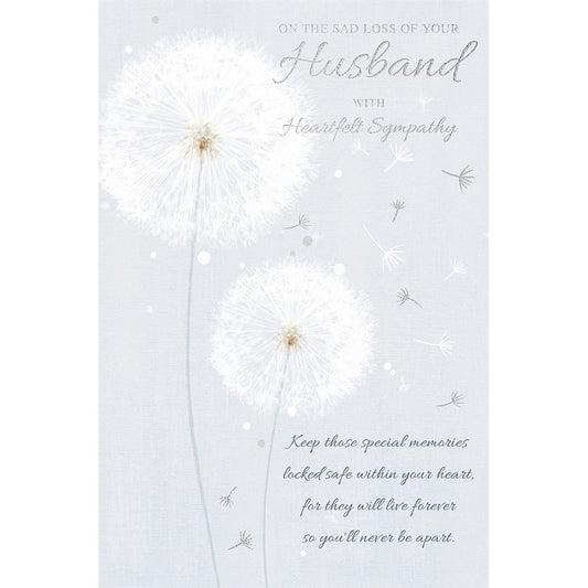 Dandelion Design Loss of Husband Sympathy Card