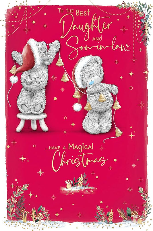 Bears With Xmas Bells Daughter And Son In Law Christmas Card