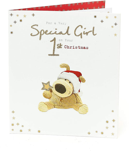 Boofle Celebrate 1st Christmas Card for Baby Girl
