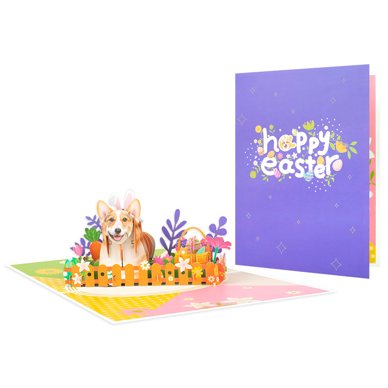 Bloom & Bark Corgi in Bunny Ears 3D Pop Up Easter Card
