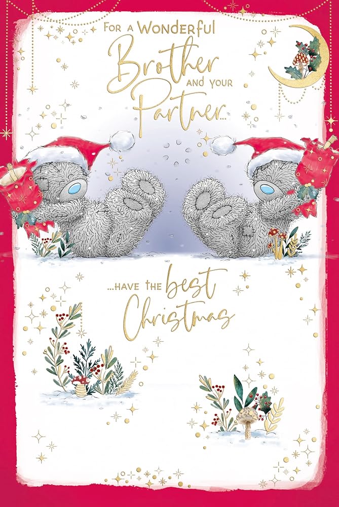 Bears Pulling Cracker Brother And Your Partner Christmas Card