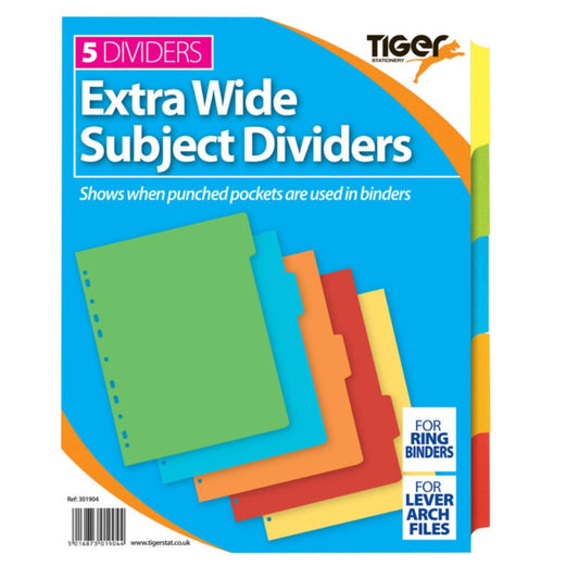 A4 Extra Wide 5 Part Card Subject Dividers