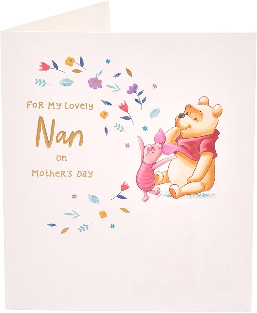 Disney Winnie & Piglet Floral Design Nan Mother's Day Card