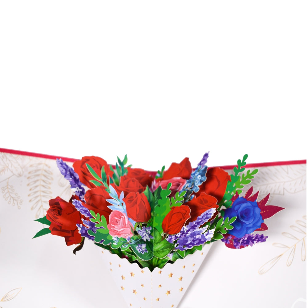 Lavender & Roses Elegant Bouquet Pop Up Greeting Card - Mother's Day Anniversary Birthday