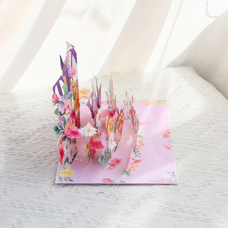 Pink & Purple Grateful Blooms 3D Pop Up Thank You Card