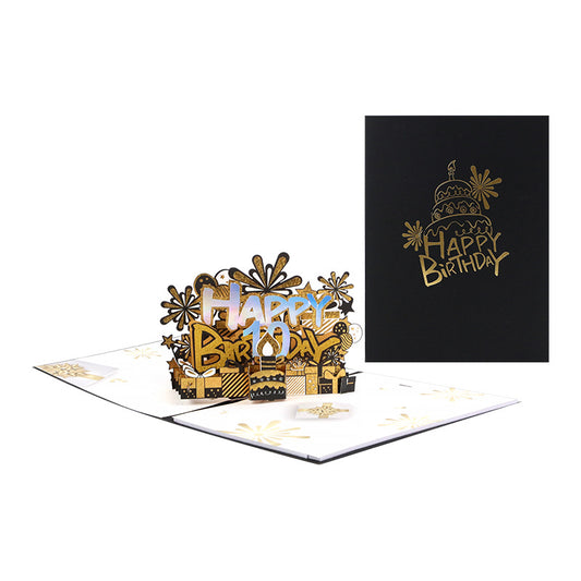 Personalised Black & Gold Cake 3D Pop Up Birthday Card