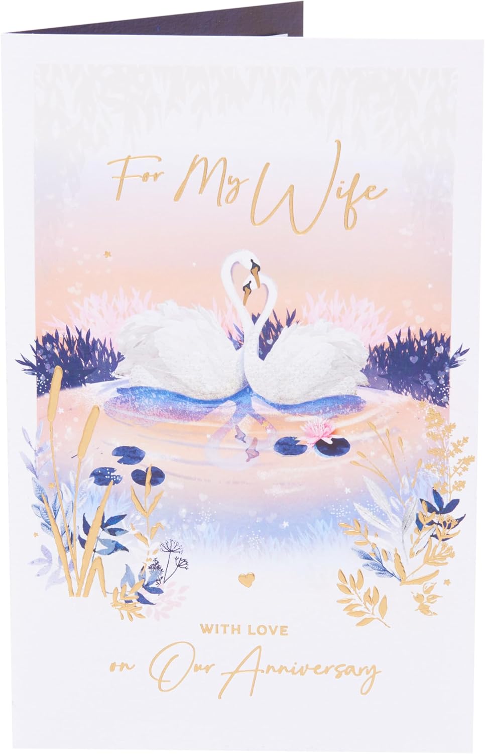 Romantic Swans Design Wife Wedding Anniversary Card