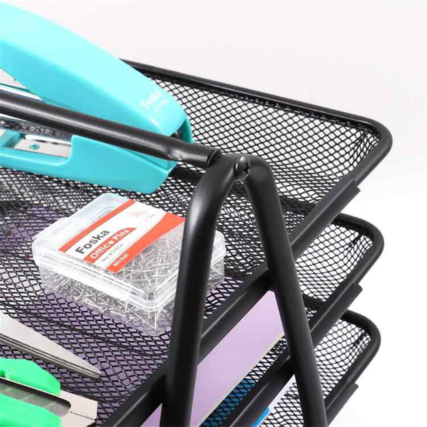 Silver Office Mesh Tray For Organizer 35 × 30 × 27cm