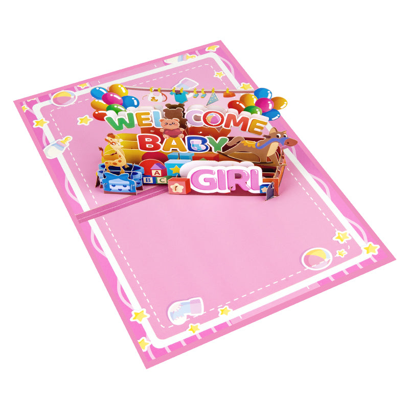 Bundle of Joy Welcome Baby Girl 3D Pop Up Greeting Card