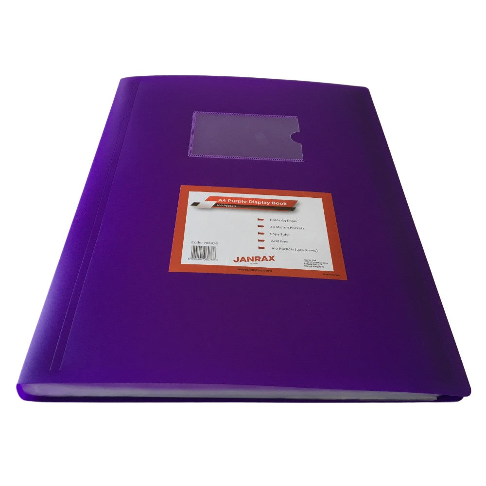 Pack of 10 A4 100 Pocket Purple Flexible Cover Display Books
