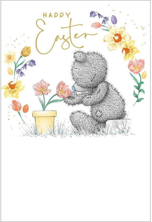 Bear With Tulips Easter Card