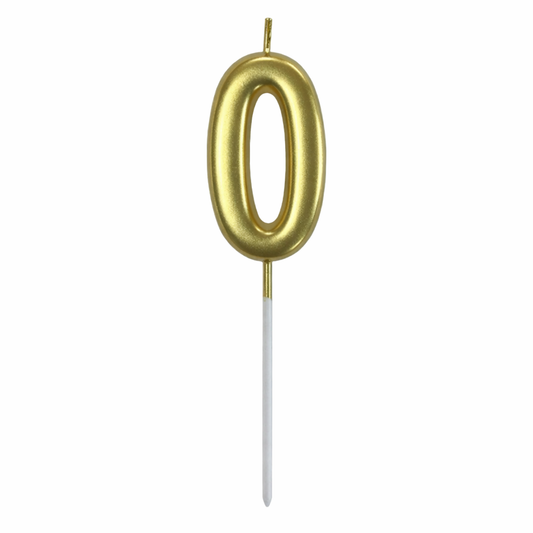 0 Number Gold-Plated Candle For Birthday Party