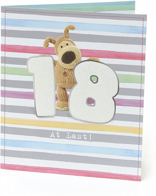 Colourful Stripes 18th Boofle Birthday Card For Him Or Her