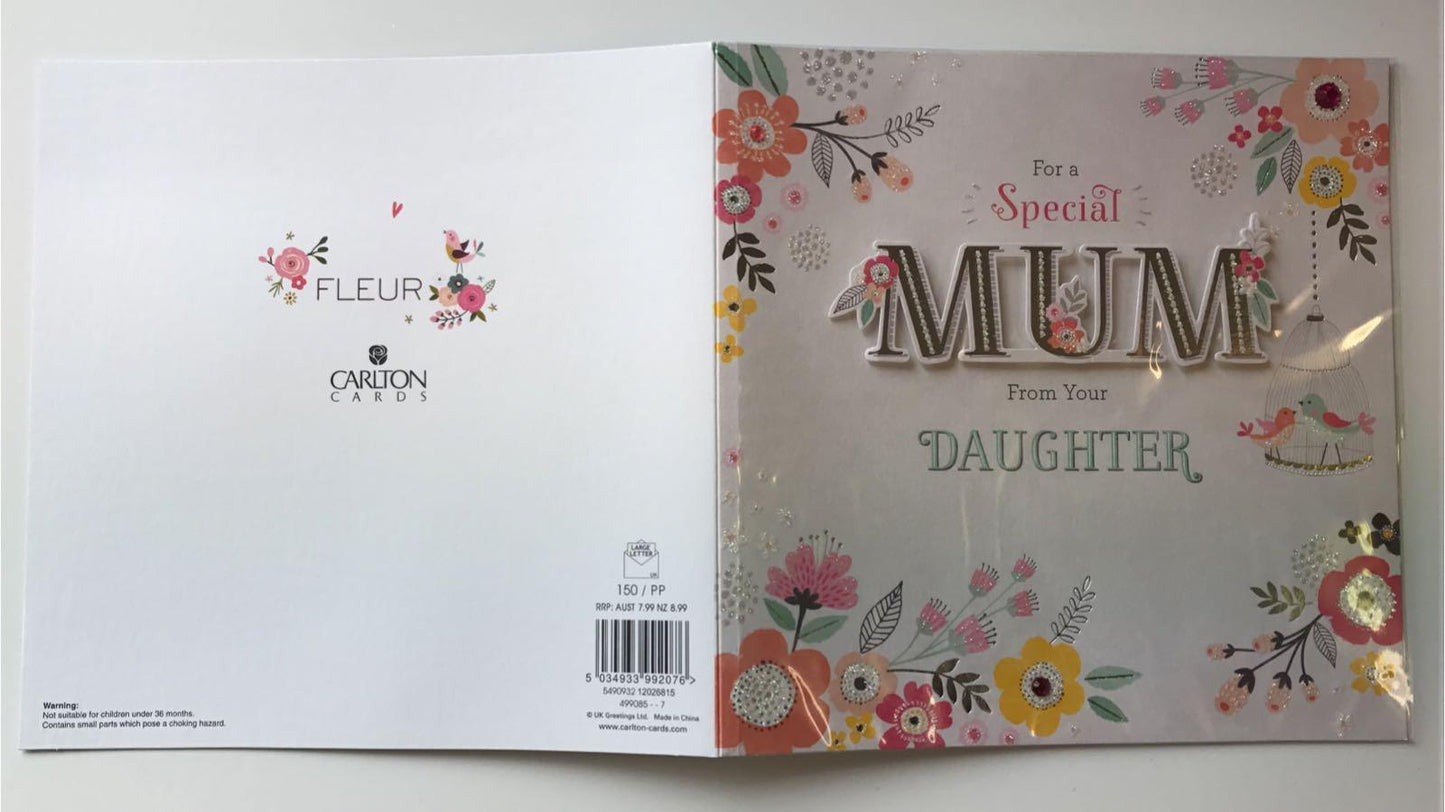 Special Mum From Daughter Beautiful Flowers Mother's Day Card