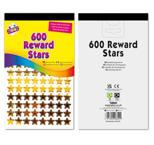 600 x Reward Star Stickers Silver Gold Bronze