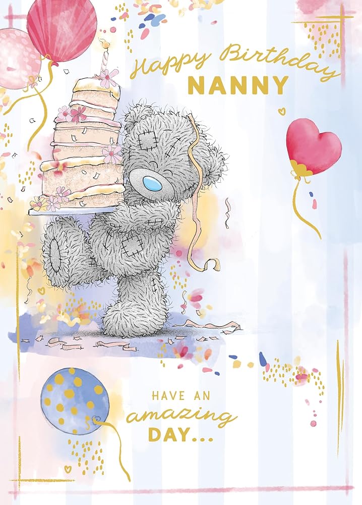 Bear With Cake Nanny Birthday Card