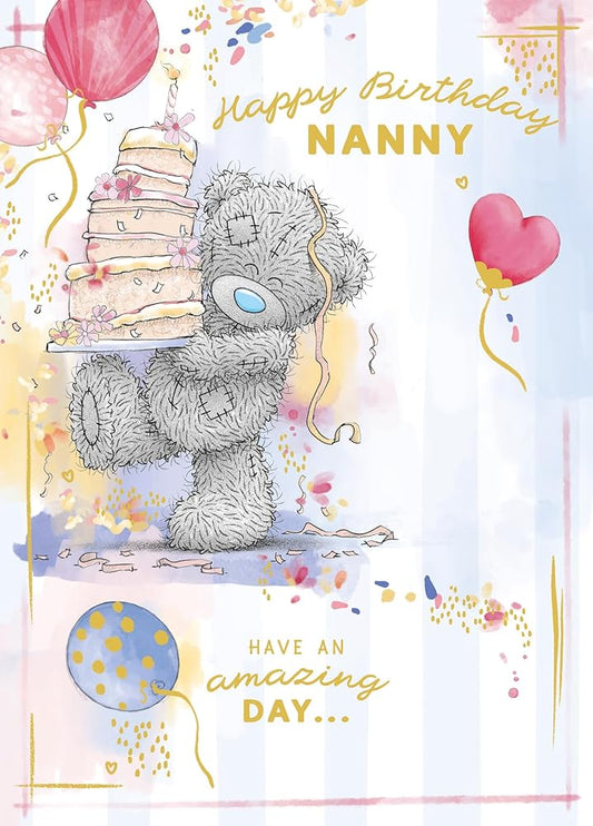 Bear With Cake Nanny Birthday Card