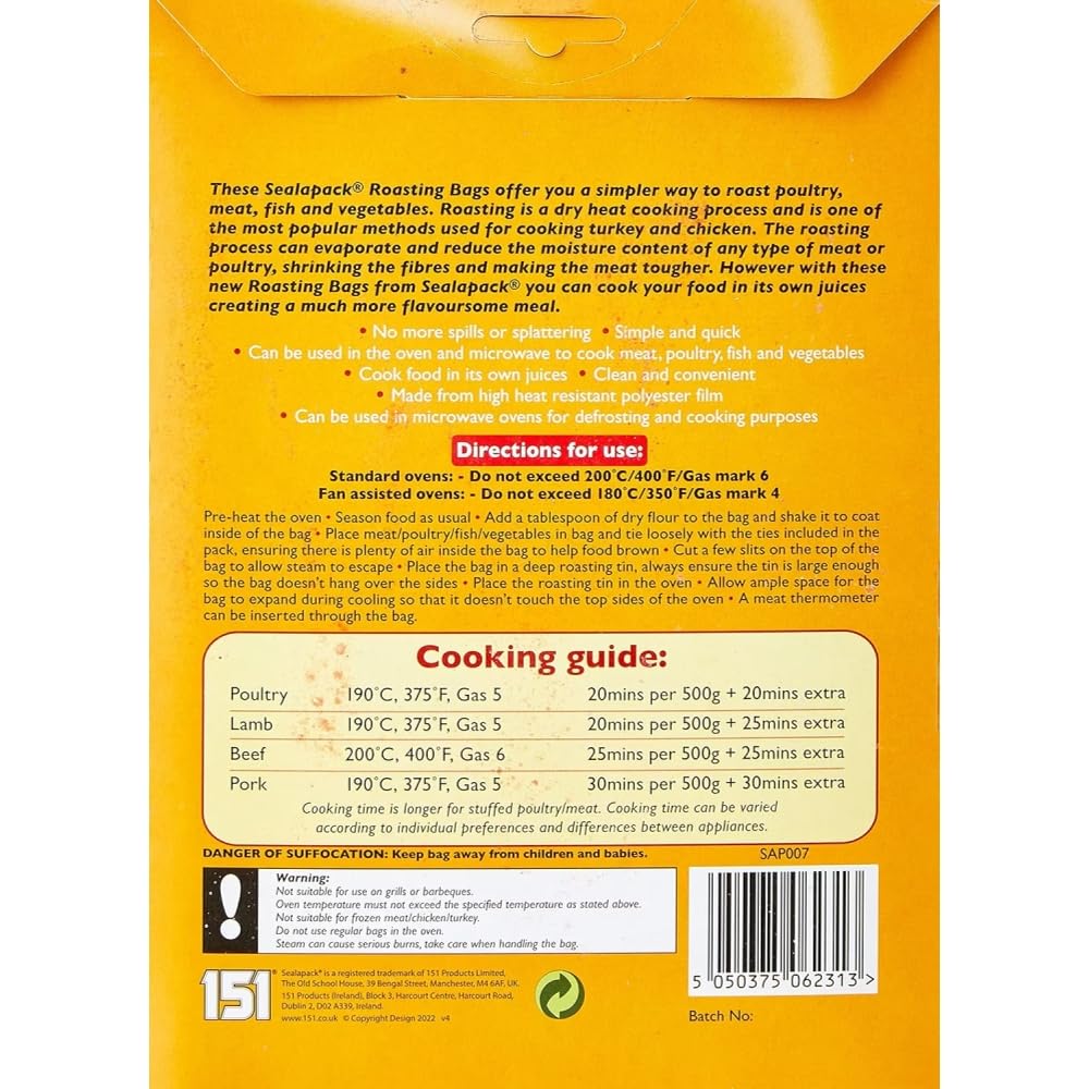 Pack of 72 Roasting Bags 25cm x 38cm