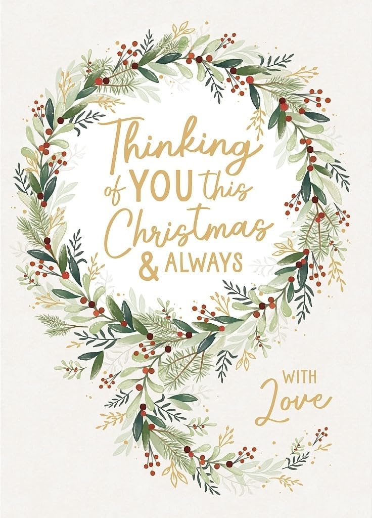 Wreath Design Thinking of You Christmas Card