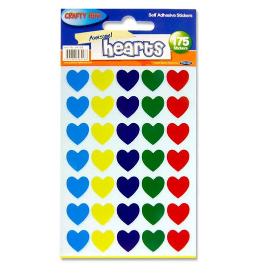 Pack of 175 Heart Shape Self Adhesive Stickers by Crafty Bitz