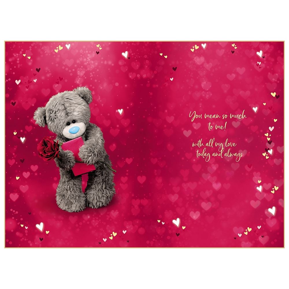 Bear With Rose And Envelope 3D Photo Finish Keepsake Wife Anniversary Card