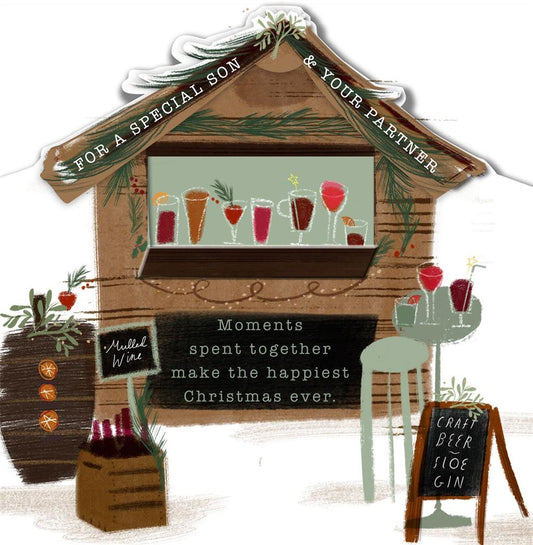 Contemporary Design Son and Partner Christmas Card