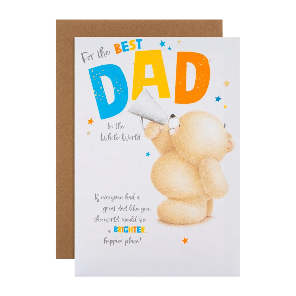 Forever Friends Bear with Megaphone Design Dad Birthday Card 