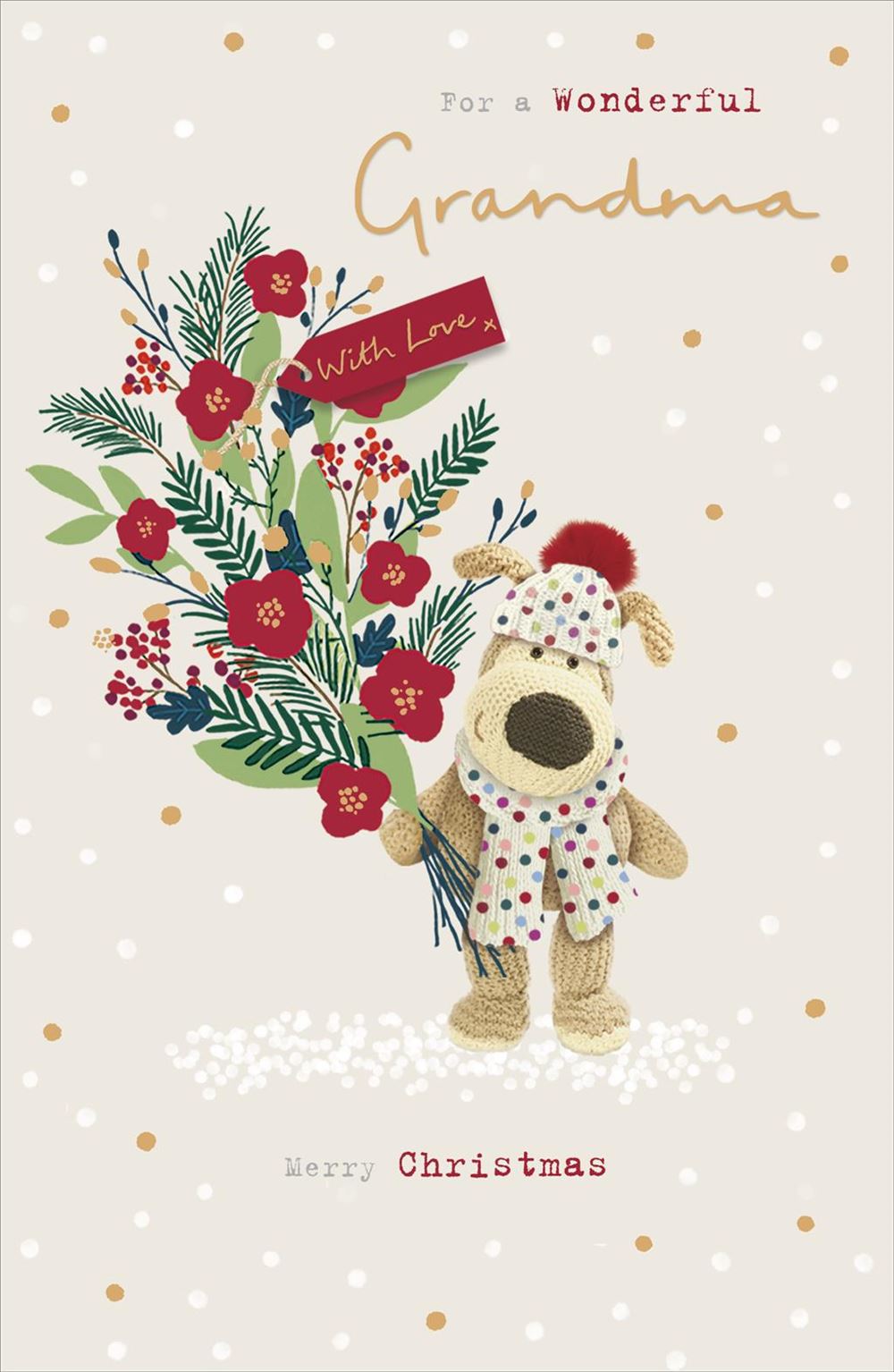 Boofle With Bouquet Grandma Christmas Card