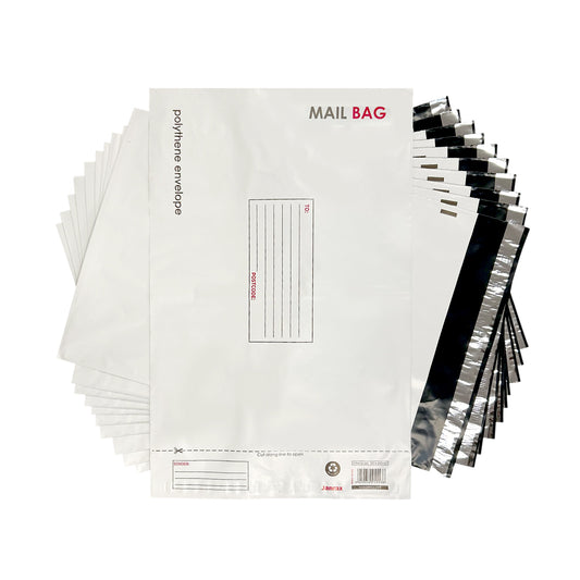 Pack of 10 Large Polythene Mailing Bags 32x44cm – Secure Peel & Seal Envelopes
