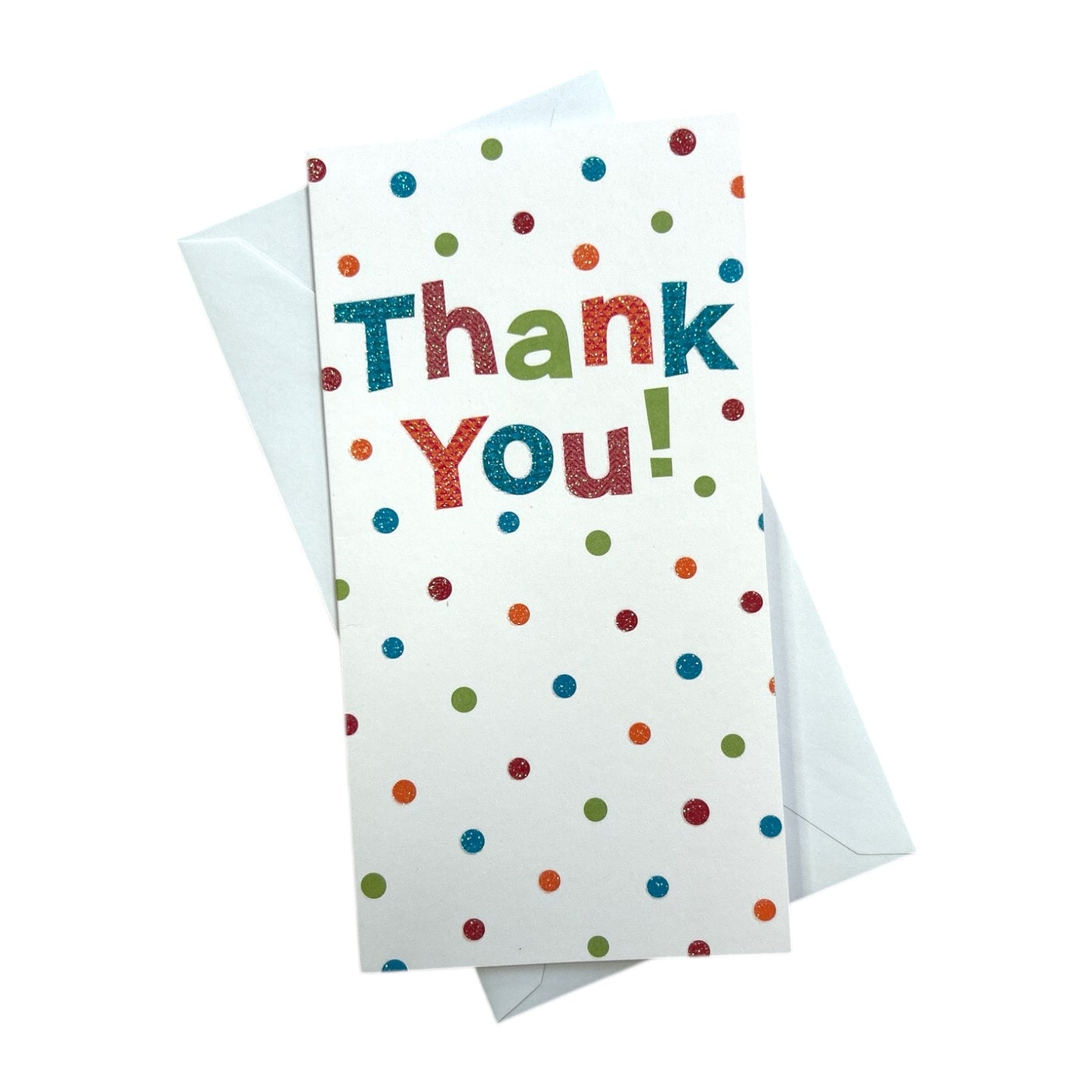 8 Pack Glitter Finished Thank You Cards with Spots 