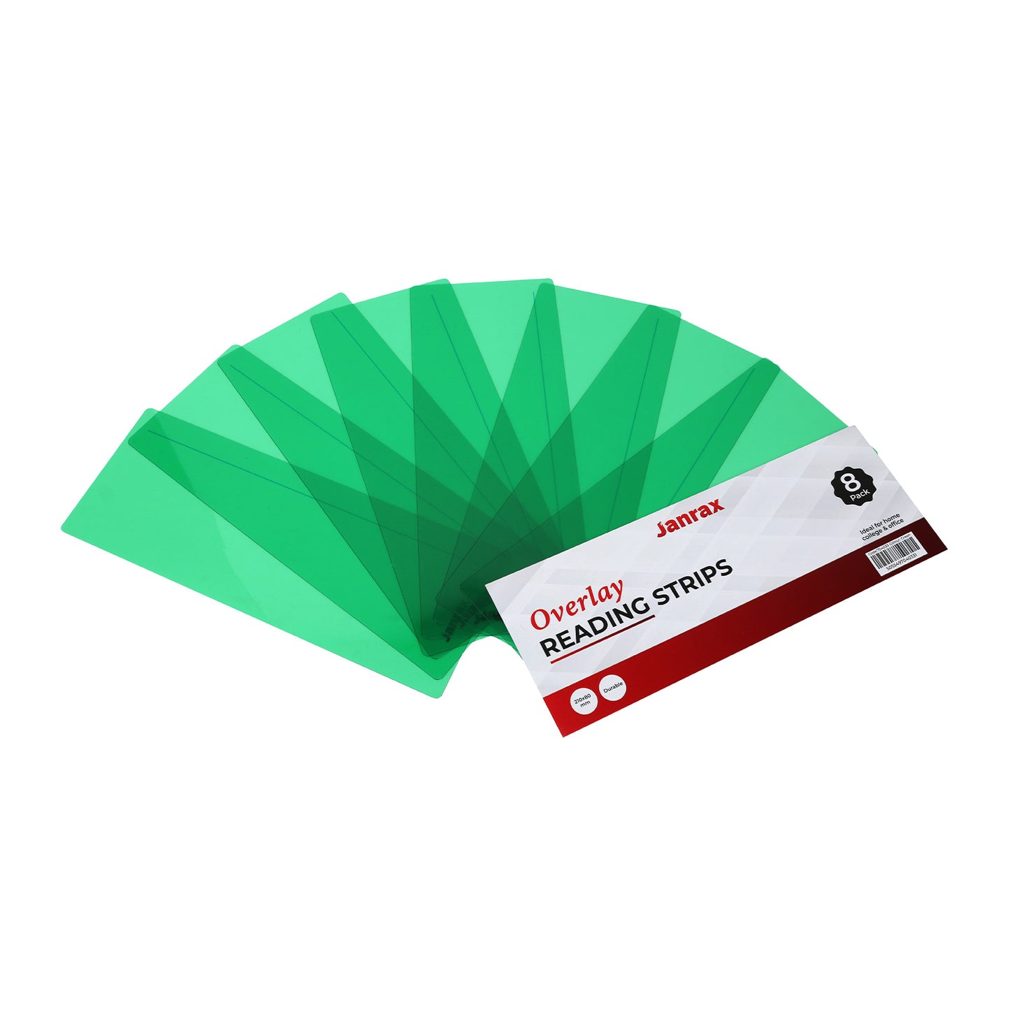 Pack of 16 Green 210x80mm Dyslexia Overlay Reading Strips – PET Material, Rounded Corners